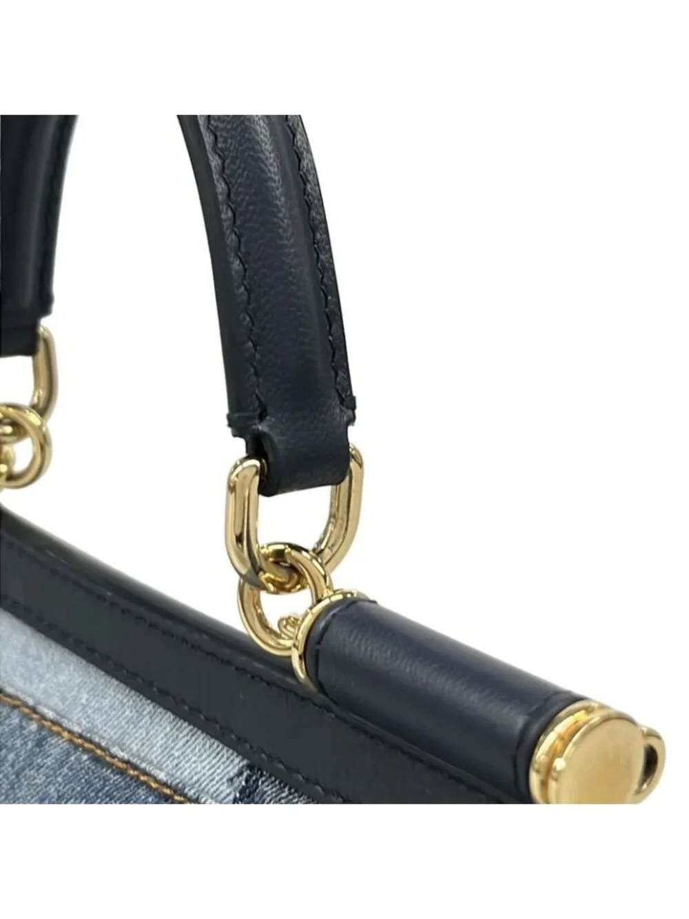 ★SOLD★ Dolce & Gabbana Handbag Shisiri Navy Dark Light Blue Leather - Picture 11 of 15